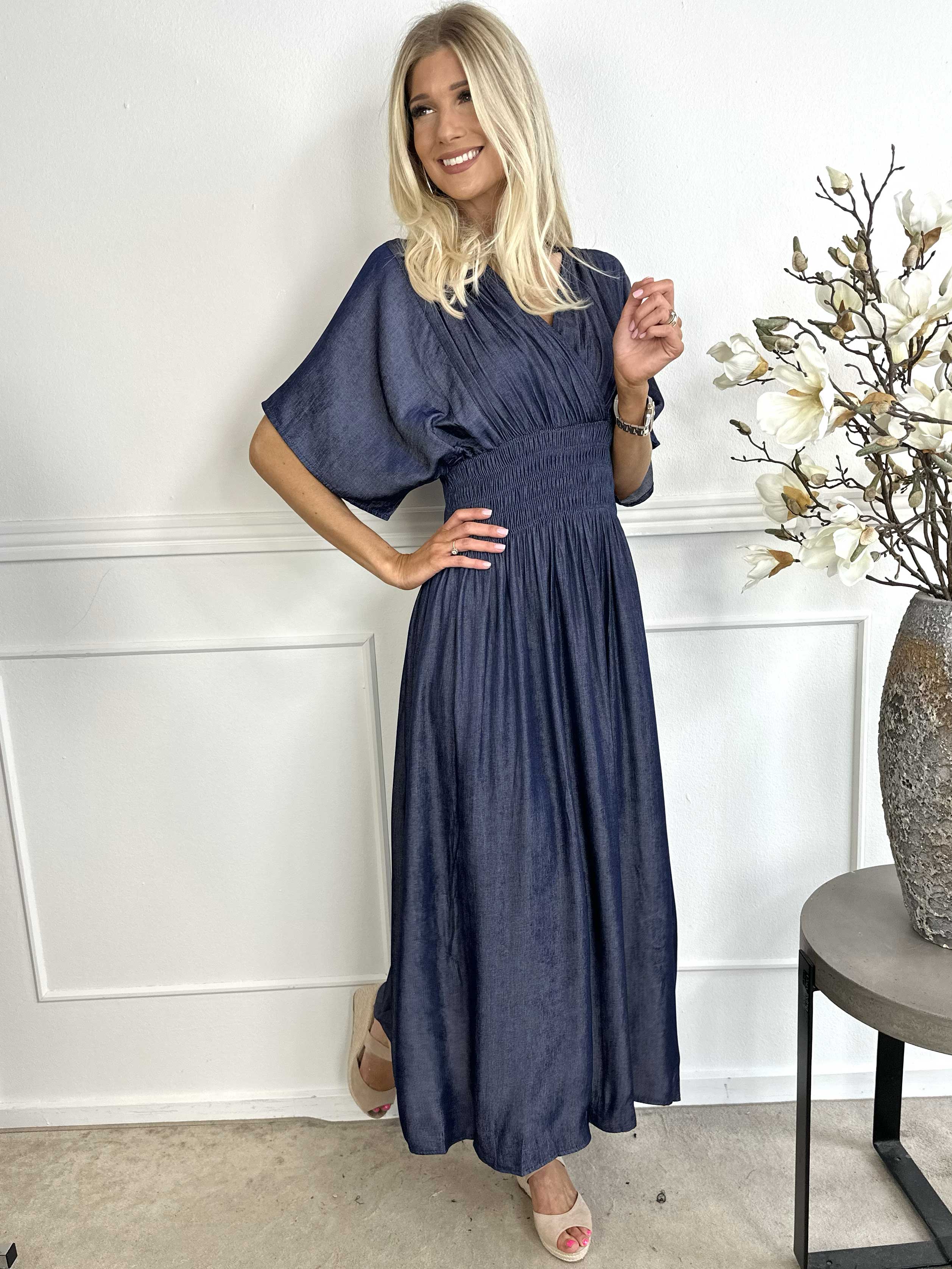 Pams Denim - Långklänning med smock under bysten